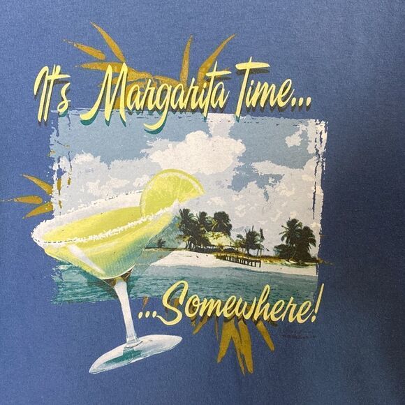 Graphic Tee Margarita Time Blue Short Sleeve Size L - Picture 1 of 4